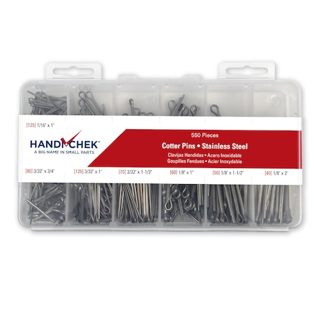 Handi-Chek Cotter Pin Asst SS PL 550pc Handi-Chek DISP-CPS550HC